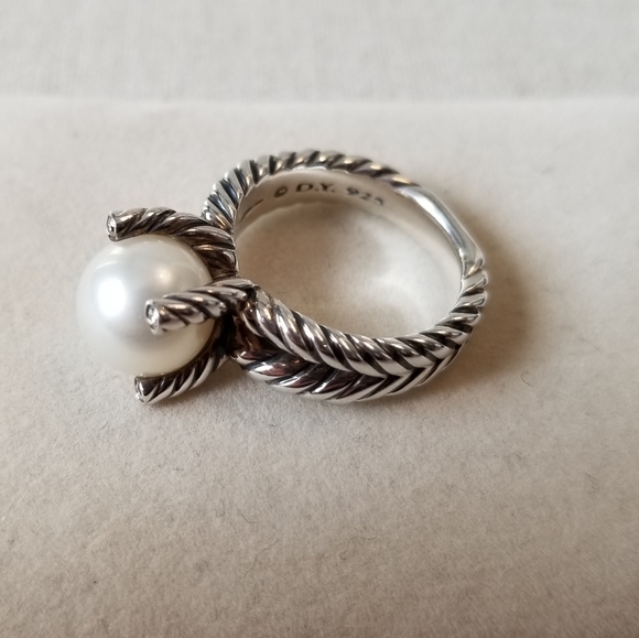 DAVID YURMAN Cable Pearl Diamonds Earrings & Ring - Picture 3 of 6